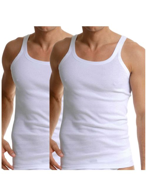 Helios Ανδρικές Φανέλες Αμάνικες σε Λευκό Χρώμα 2Pack - Image 2