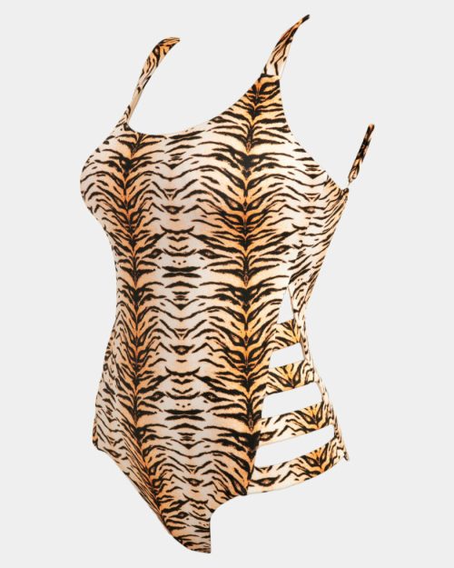 Rock Club Animal Print Καφέ Ολόσωμο Μαγιό