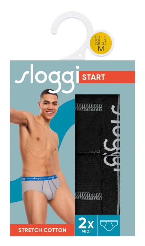 Sloggi Start Midi Μαύρα Ανδρικά Σλιπ 2Pack - Image 4