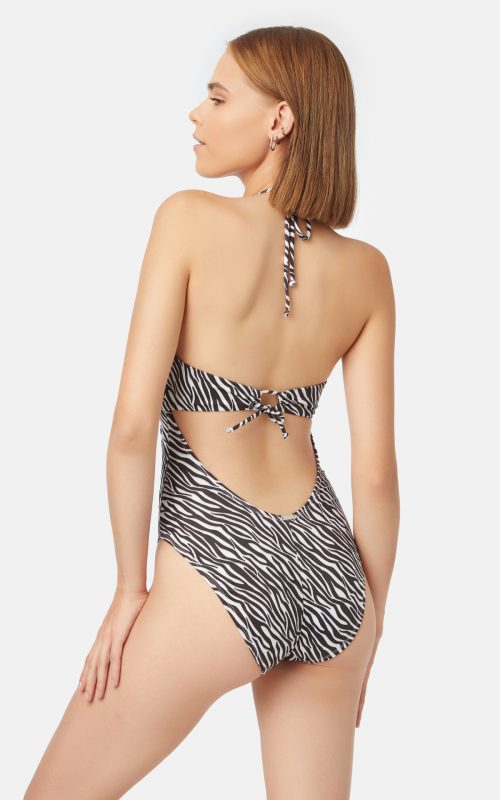 Minerva Animal Print Black/Whita Γυναικείο Ολόσωμο Μαγιό - Image 3