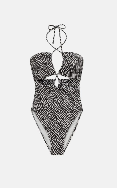 Minerva Animal Print Black/Whita Γυναικείο Ολόσωμο Μαγιό - Image 4