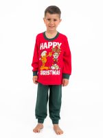 Nina Club Happy Christmas Χειμερινή Παιδική Πυτζάμα Βαμβακερή Κόκκινο/Πράσινο