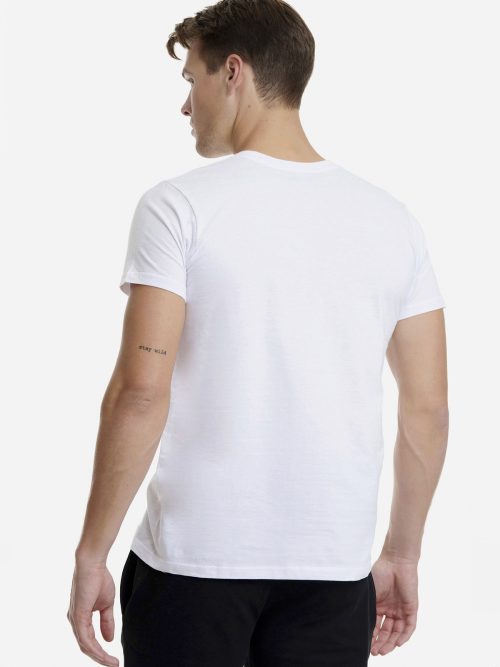 Walk Λευκό Ανδρικό Βαμβακερό T-shirt με Κοντό Μανίκι - Image 3