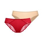 Dorina Florie Γυναικεία Slip 2Pack Κόκκινο/Μπεζ