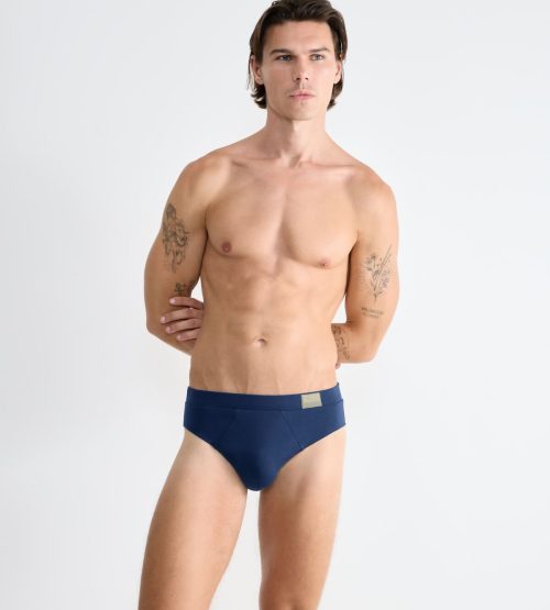Sloggi Men Go Natural Brief Ανδρικό Βαμβακερό Σλιπ 2 TMX Γκρι/Μπλε - Image 3