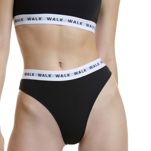 Walk Μαύρο Βαμβακερό Ψηλόμεσο Brazilian Σλιπ με Λάστιχο 2Pack