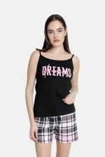 Dreams Time to Relax Μαύρη Βαμβακερή Γυναικεία Πυτζάμα