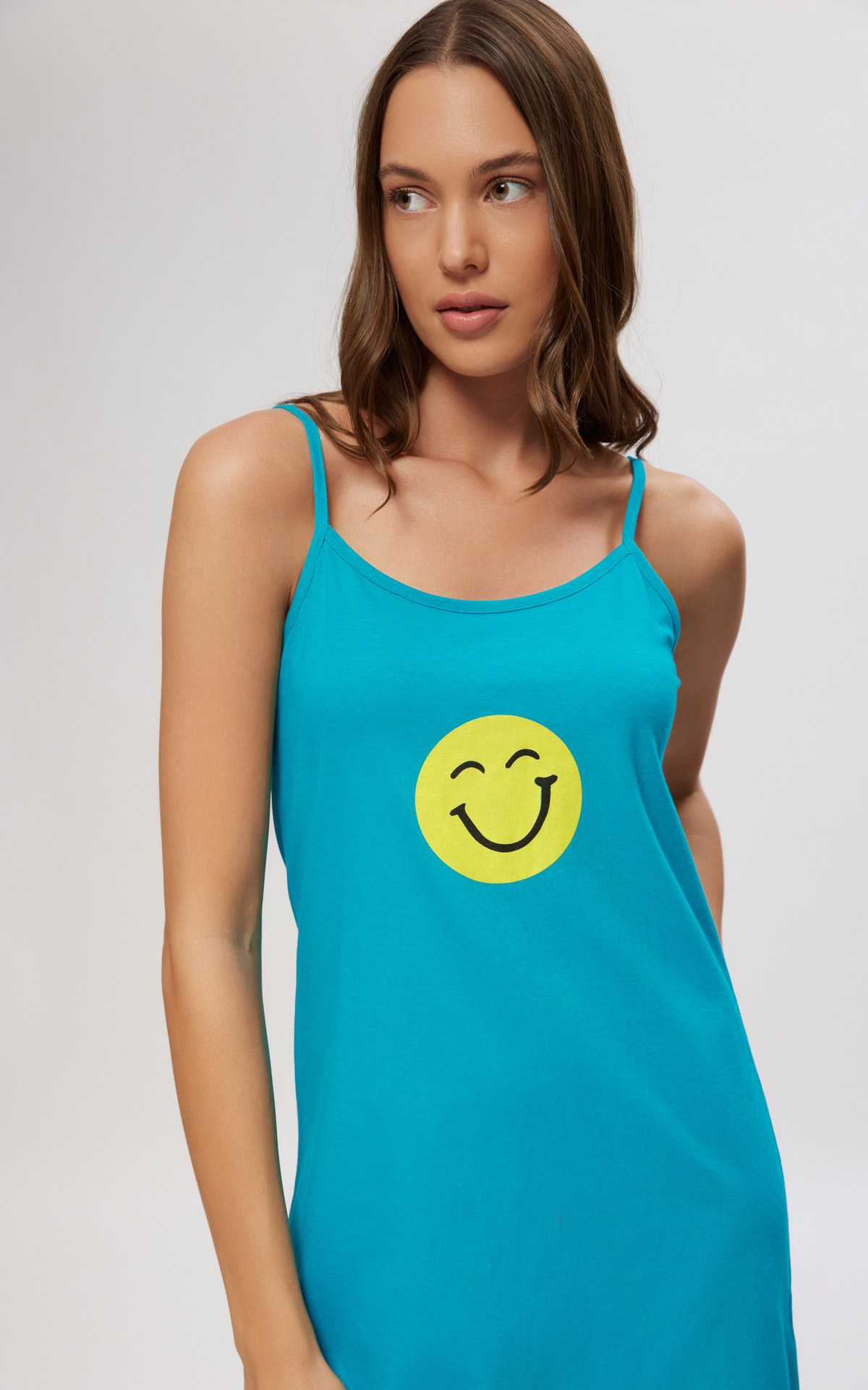 Minerva Smiles Σμαραγδί Γυναικείο Αμάνικο Βαμβακερό Νυχτικάκι - Image 3