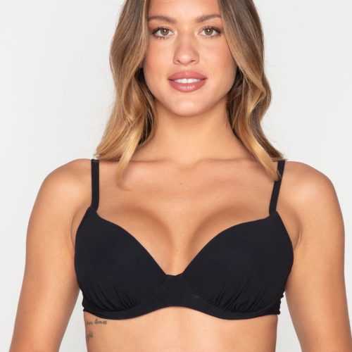 Luna Blue Sense Μαύρο Bikini Top με Ελαφριά Ενίσχυση και Μπανέλες