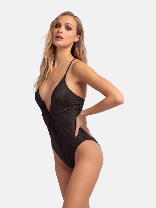 Dorina Kyra Μαύρο Lurex Ολόσωμο Μαγιό με Προσθαφαιρούμενα Cups - Image 2