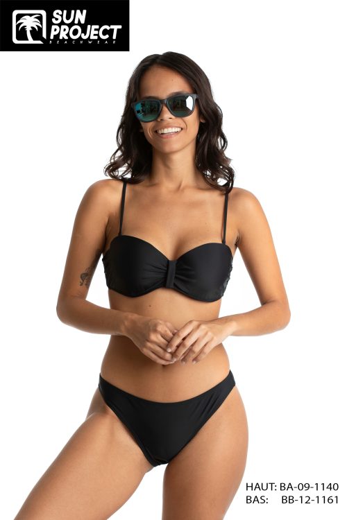Sun Project Μαύρο Bikini Set Strapless με Ενίσχυση & Μπανέλες
