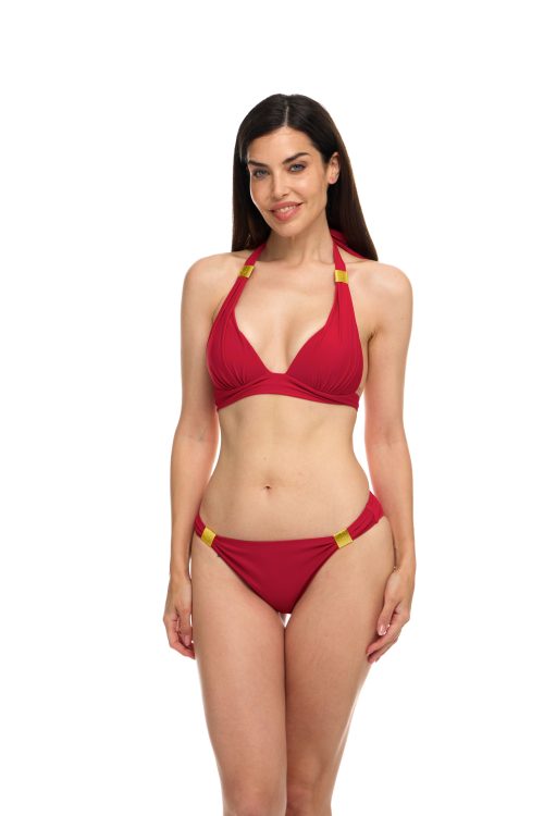 Sun Project Κερασί Bikini Set Τριγωνάκι με Ενίσχυση