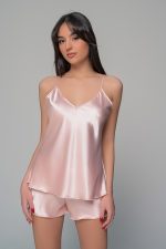 Milena Ροζ Babydoll με Σορτς Σατέν