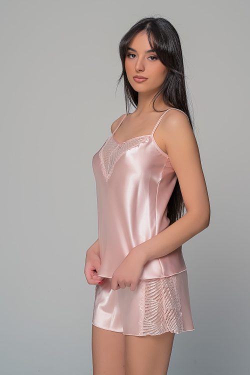 Milena Σομόν Σατέν Babydoll με Δαντέλα