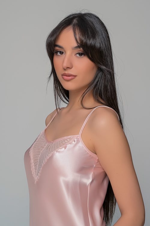 Milena Σομόν Σατέν Babydoll με Δαντέλα - Image 2