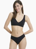 Walk Bamboo Μαύρο Γυναικεία Brazil 2Pack με Δαντέλα