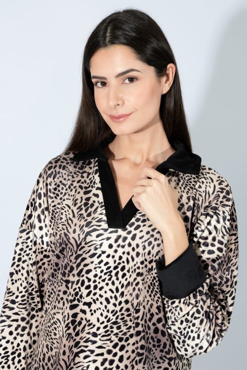 Harmony Leopard Βελούδινη Γυναικεία Πυτζάμα - Image 2