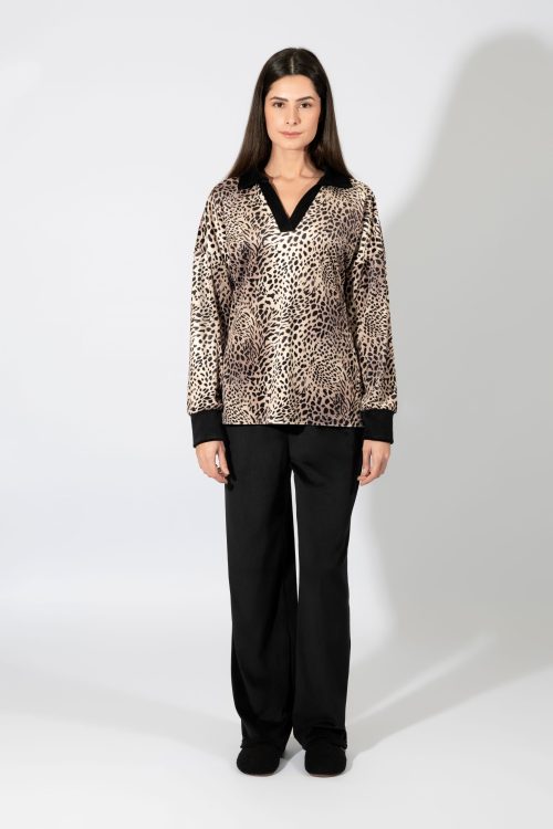 Harmony Leopard Βελούδινη Γυναικεία Πυτζάμα