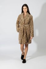 Harmony Λεοπάρ Fleece Σταυρωτή Γυναικεία Ρόμπα