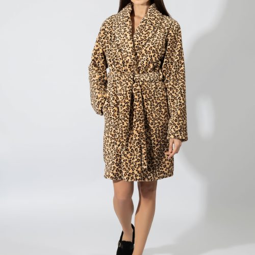 Harmony Λεοπάρ Fleece Σταυρωτή Γυναικεία Ρόμπα