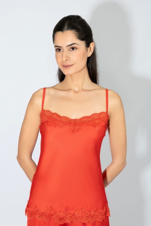 Harmony Κόκκινο Σατέν Baby Doll με Δαντέλα - Image 2