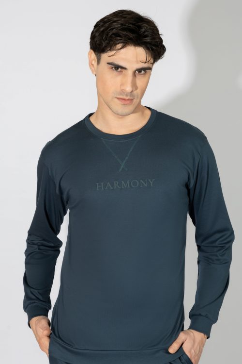 Harmony Μπλε Ανδρική Πυτζάμα Βαμβακερή Interlock - Image 2