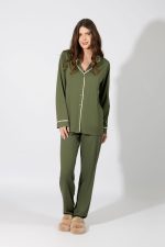 Harmony Olive Modal Γυναικεία Κουμπωτή Πυτζάμα