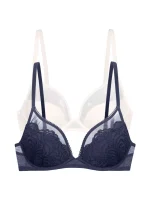 Dorina Lincoln Plunge Σουτιέν με Ελαφριά Ενίσχυση & Μπανέλες 2Pack Μπλε/Ιβουάρ