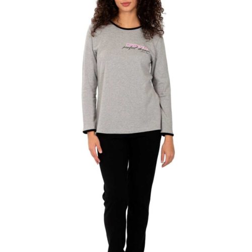 Nina Club Γκρι Γυναικεία Βαμβακερή Πύτζάμα