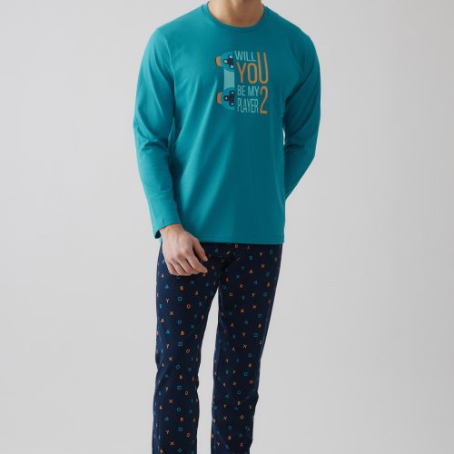 Minerva Player 2 Πετρόλ Βαμβακερή Ανδρική Πυτζάμα