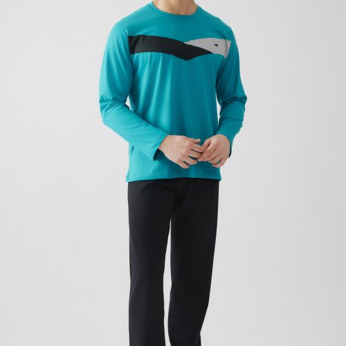 Minerva Bull Blue Teal Βαμβακερή Ανδρική Πυτζάμα