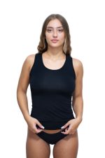 Nina Club Micromodal Μαύρο Γυναικείο Φανελάκι με  Φαρδιά Τιράντα