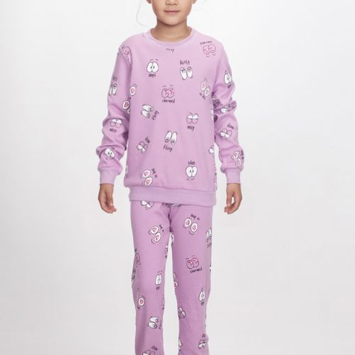 Dreams Eyes Allover Λιλά Βαμβακερή Παιδική Πυτζάμα