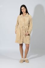 Harmony Beige Fleece Γυναικεία Ρόμπα με Κουμπί