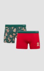 Minerva X-mas Biscuit Red/Green Ανδρικά Βαμβακερά Μποξεράκια  2 τμχ