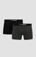 Minerva Geometry Mengear Μαύρα Ανδρικά Βαμβακερά Μποξεράκια  2 τμχ