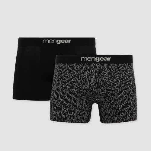 Minerva Geometry Mengear Μαύρα Ανδρικά Βαμβακερά Μποξεράκια  2 τμχ