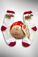 IDER Χριστουγεννιάτικη Unisex Χνουδωτή Κάλτσα με Αντιολισθητική Πατούσα σε Χριστουγεννιάτικη Μπάλα