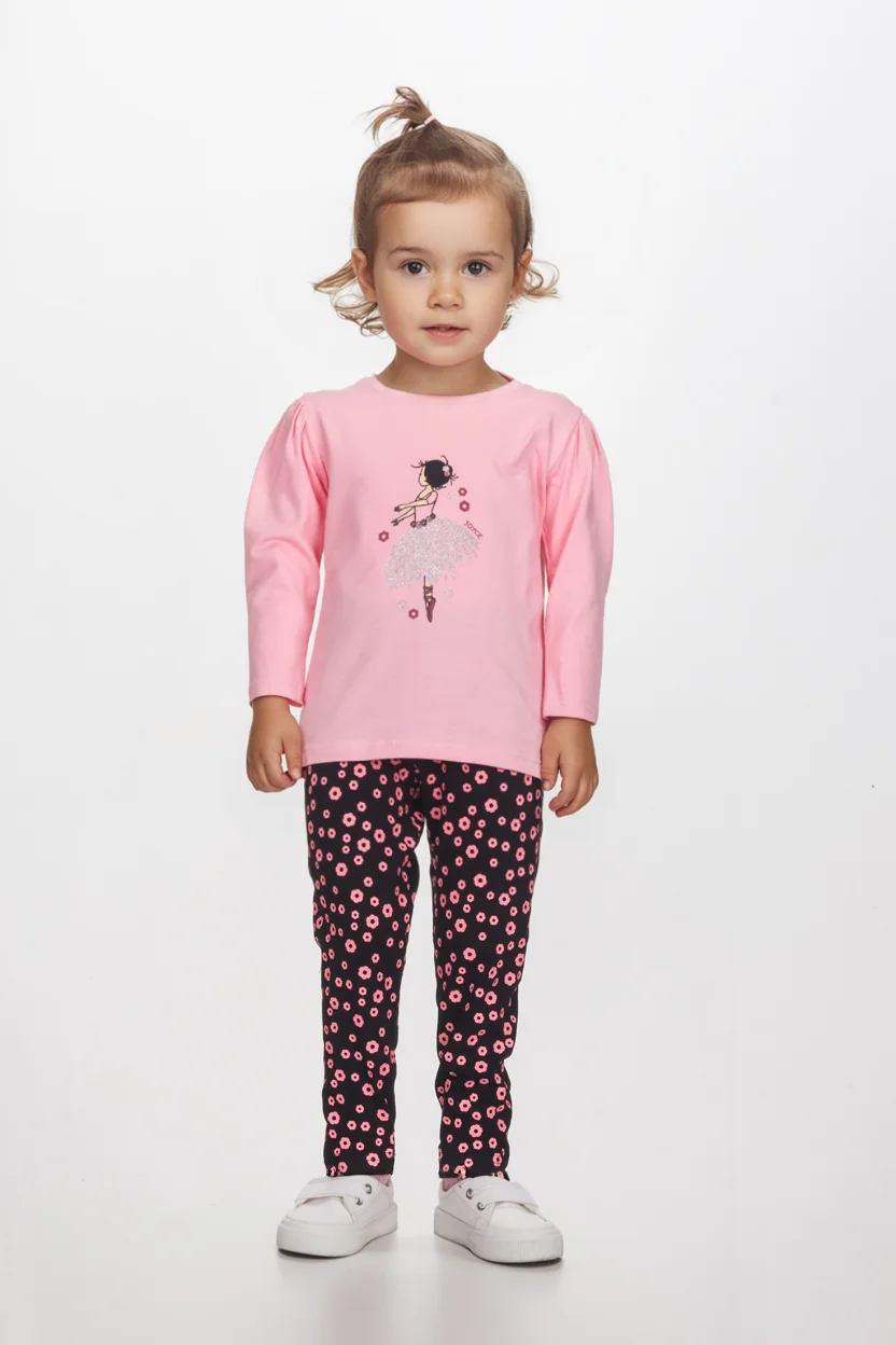 Joyce Set Ballerina Ροζ/Μαύρο Παιδικό Βαμβακερό Σετ