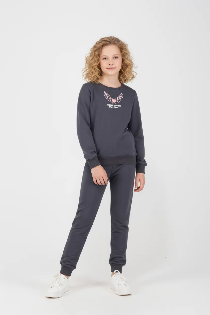 Joyce Set Wings Ανθρακί Παιδικό/Εφηβικό Βαμβακερό Σετ