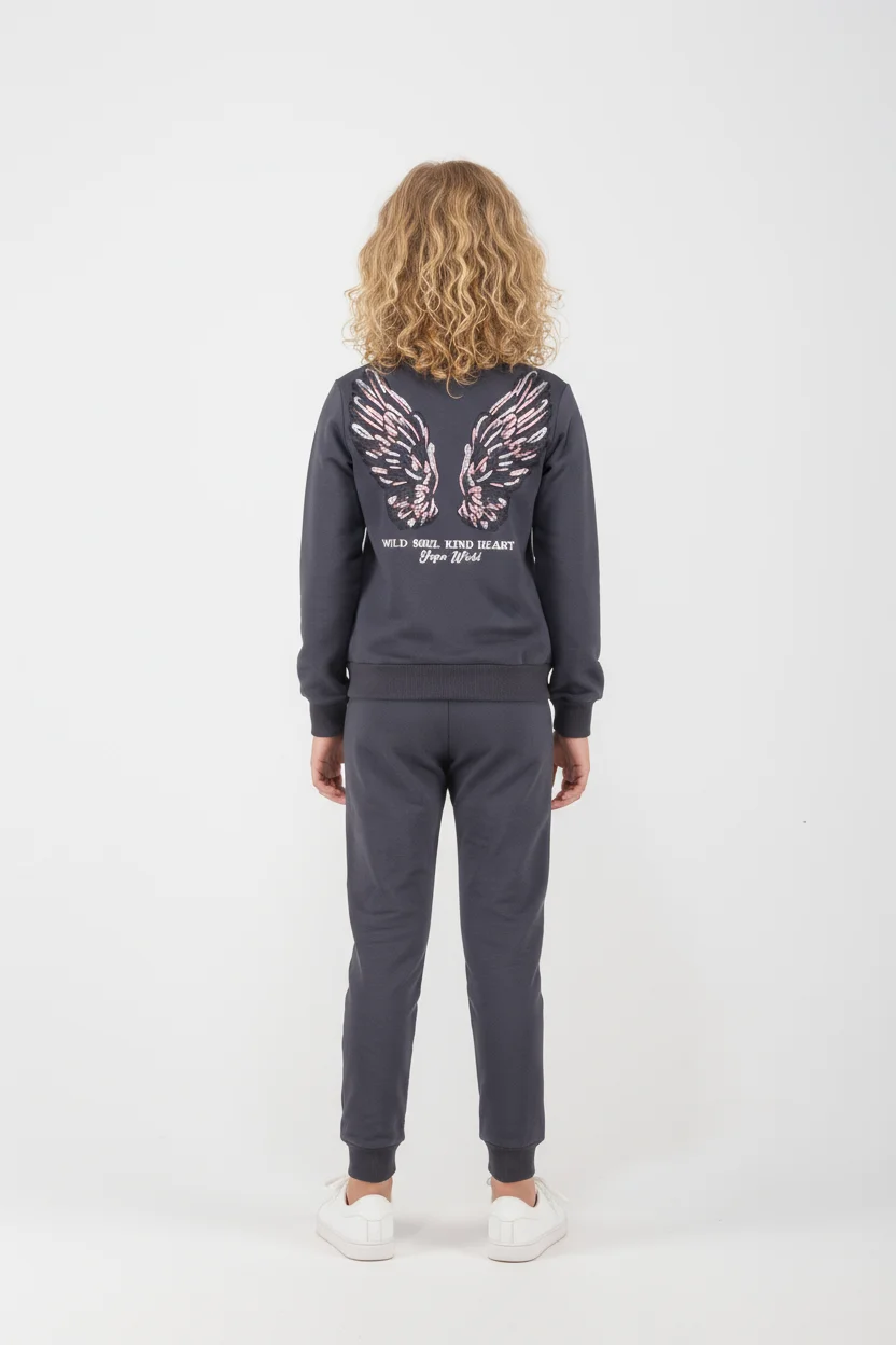 Joyce Set Wings Ανθρακί Παιδικό/Εφηβικό Βαμβακερό Σετ - Image 2