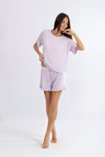 Harmony Λεβάντα Καλοκαιρινό Micromodal Babydoll με Κοντό Μανίκι