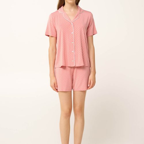 Vamp Σομόν Γυναικεία Micromodal Πυτζάμα με Κουμπί