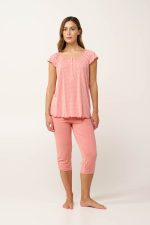 Vamp Σομόν Γυναικεία Micromodal Πυτζάμα με Κάπρι Παντελόνι