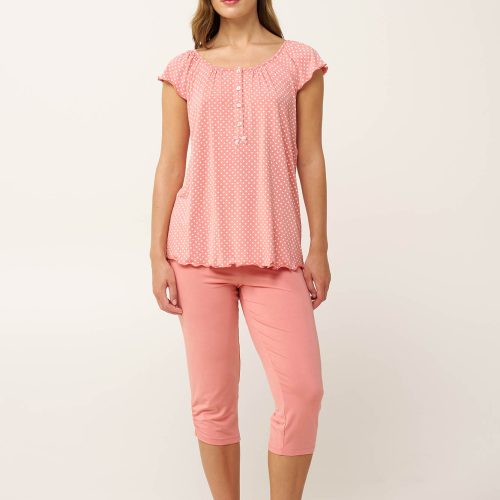 Vamp Σομόν Γυναικεία Micromodal Πυτζάμα με Κάπρι Παντελόνι