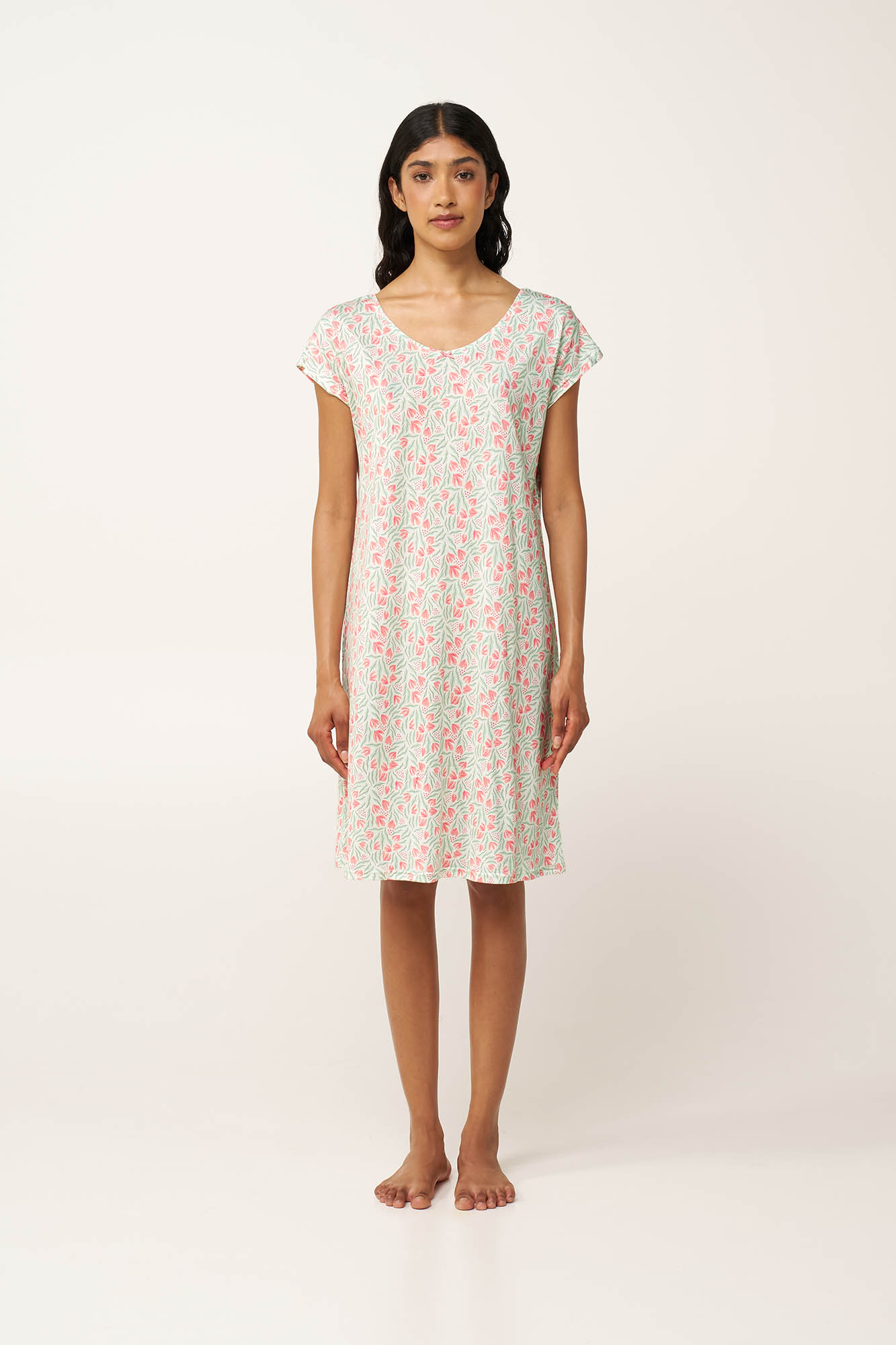 Vamp Μέντα Γυναικεία Βαμβακερή/Modal Νυχτικιά