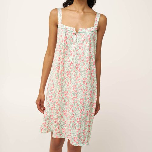 Vamp Μέντα Γυναικεία Βαμβακερή/Modal Νυχτικιά με Κουμπί