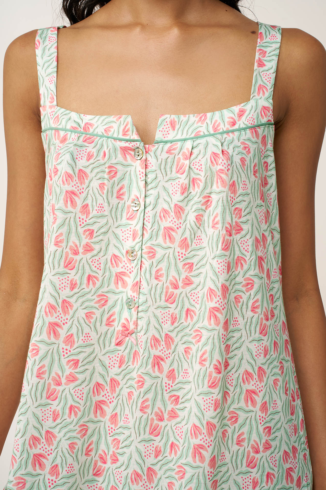 Vamp Μέντα Γυναικεία Βαμβακερή/Modal Νυχτικιά με Κουμπί - Image 2