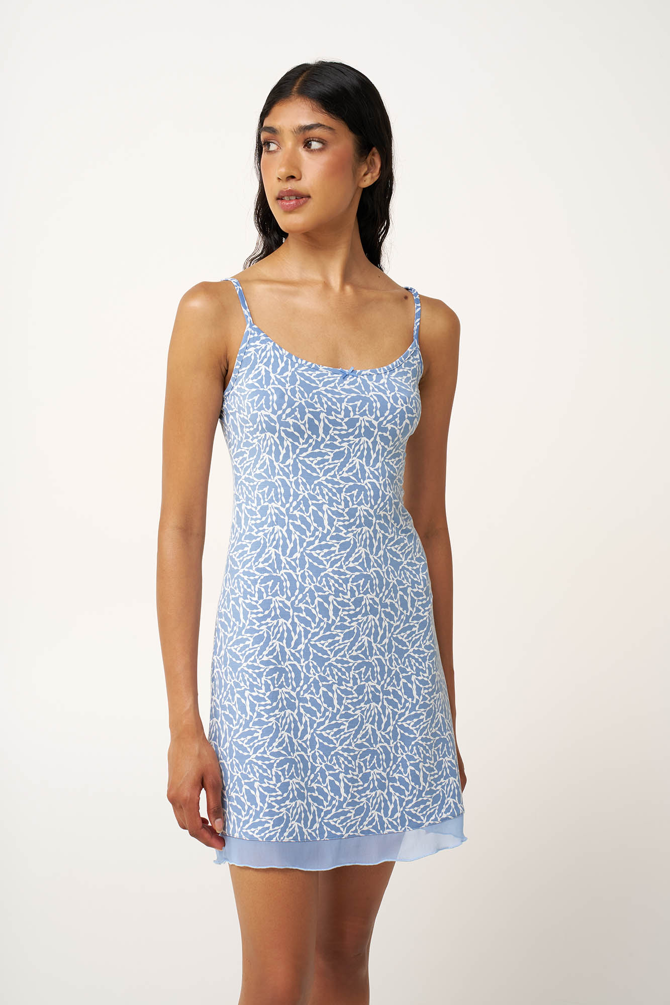 Vamp Μπλε Γυναικείο Micromodal Νυχτικάκι με Λεπτή Τιράντα - Image 2