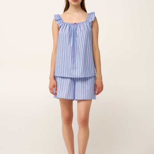 Vamp Μπλε Γυναικείο Βαμβακερό Baby Doll